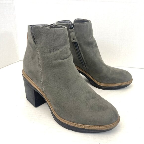 Dr Scholls Suede Finderkeeper Boots Womens Size 7M Gray Block Heel Ankle Booties - Picture 2 of 15